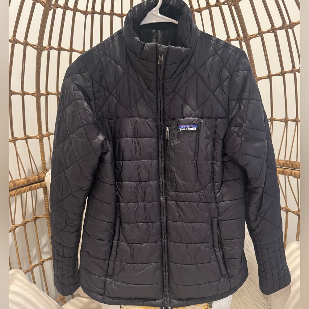 Patagonia Black Jacket with Multicolor Logo Patch